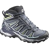 Salomon Women's X Ultra Mid 2 GTX Hiking Shoe, Grey Denim/Deep Blue/Lucite Green, 7.5 M US