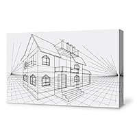 Canvas Wall Art Construction Sketches Canvas Prints Home Artwork Decoration for Living Room,Bedroom - 12x18 inches
