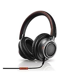 Philips L2BO 27 Fidelio auriculares de alta fidelidad con micrófono y protección con espuma de memoria, negro y naranja