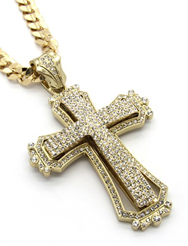 Mens Gold Tone Large Hollow Cross Iced Out Pendant Botswana Ubuy