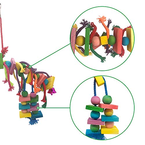 LiMio Parrot Chew Toy Bird Perch, Made of Edible Coloring Wood Blocks, Parakeet Cage Accessories Bird Toys, Suitable for Small and Medium Birds