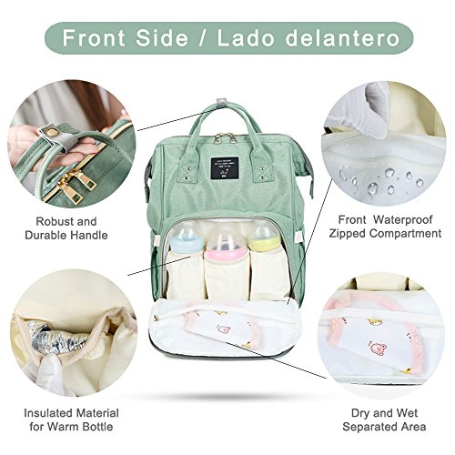 Diaper Bag Backpack with Stroller Straps, Airlab Bag for Baby Large Nappy Bag with Wipes Dispensers for Mom Dad Unisex, Organizer for Bottles, Diaper, Clothes and Changing Pad, Pink