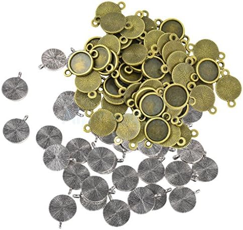 100Pcs Round Blanks Pendant Base Tray 10/25mm Cabochon Setting Bezel Pendant