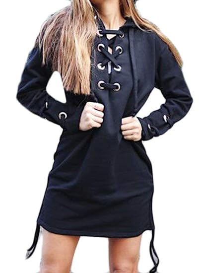 lace up sweatshirt dress