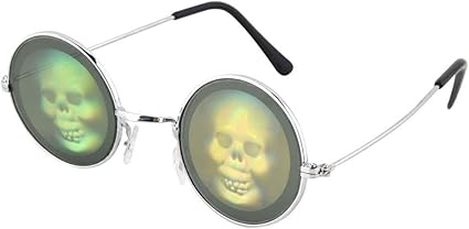 Amazon Com 180d 3d Holographic Skull Poker Glasses Halloween Costume Accessory Sunglasses Sports Outdoors