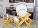 ADORN HOME BAMBOO CUTLERY, PLATE & UTENSIL DRYING DISH RACK, DETACHABLE UTENSIL HOLDER, FOLDABLE DISH RACK DESIGN| 2 ADDITIONAL BOTTOM CUP RACKS | 16 PLATE SLOTS