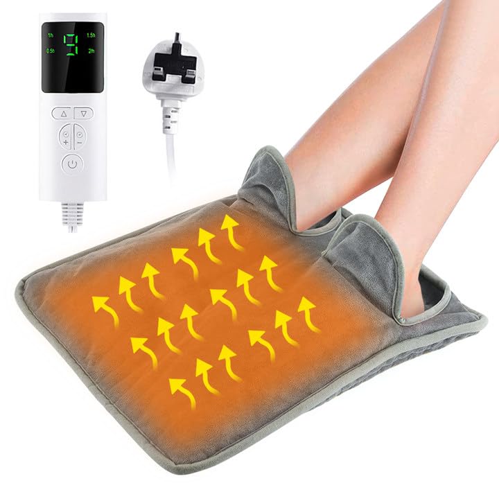Dhqkqg Electric Foot Warmer, 40x40cm Fast Heating Foot Heating Pad with Adjustable 9 Temperature Settings and 4 Timer, Auto Shut Off & Washable Heating Pad Cushion for Women Men Foot Back Full Body