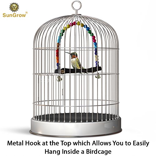 SunGrow Parakeet Swing, Wooden Dowel Resting Perch for Lovebirds