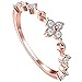 BOHG Jewelry Women's 18k Rose Gold Plated Cubic Zirconia Cz Flower Eternity Ring Engagement Wedding Band