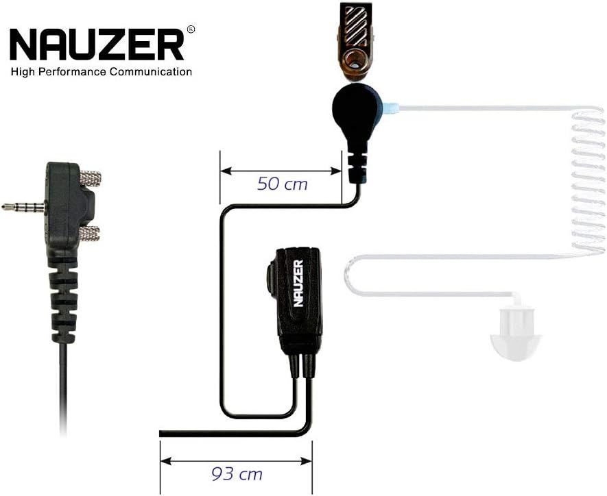 NAUZER Pin 39-Y2 Professional Tubular Micro-Headset with PTT Special for Noisy Environments Military