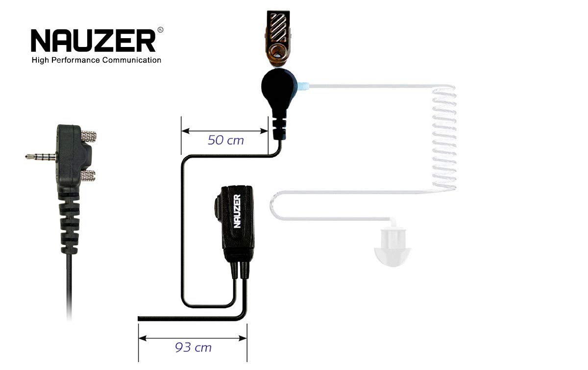 NAUZER Pin 39-Y2 Professional Tubular Micro-Headset with PTT Special for Noisy Environments, Military, Security or Industrial Use for Yaesu VX146 / VX246