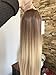 DevaLook Hair Extensions 24 Inches No Front Parting Half Head Wig Long Straight Light Brown Blonde Ombre Clip in Wig (Straight- Light brown to sandy blonde)