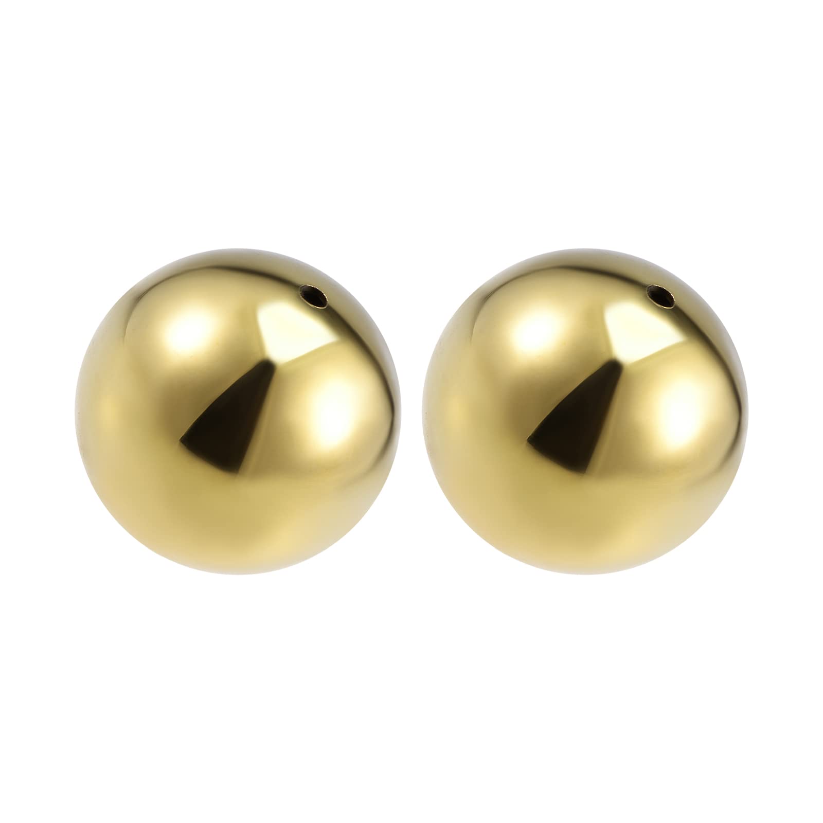 METALLIXITY Hollow Cap Balls (50mm/1.97") 2Pcs, Stainless Steel Spheres with Hole - for Handrail Stair, Home Garden, Office Space, Gold Tone