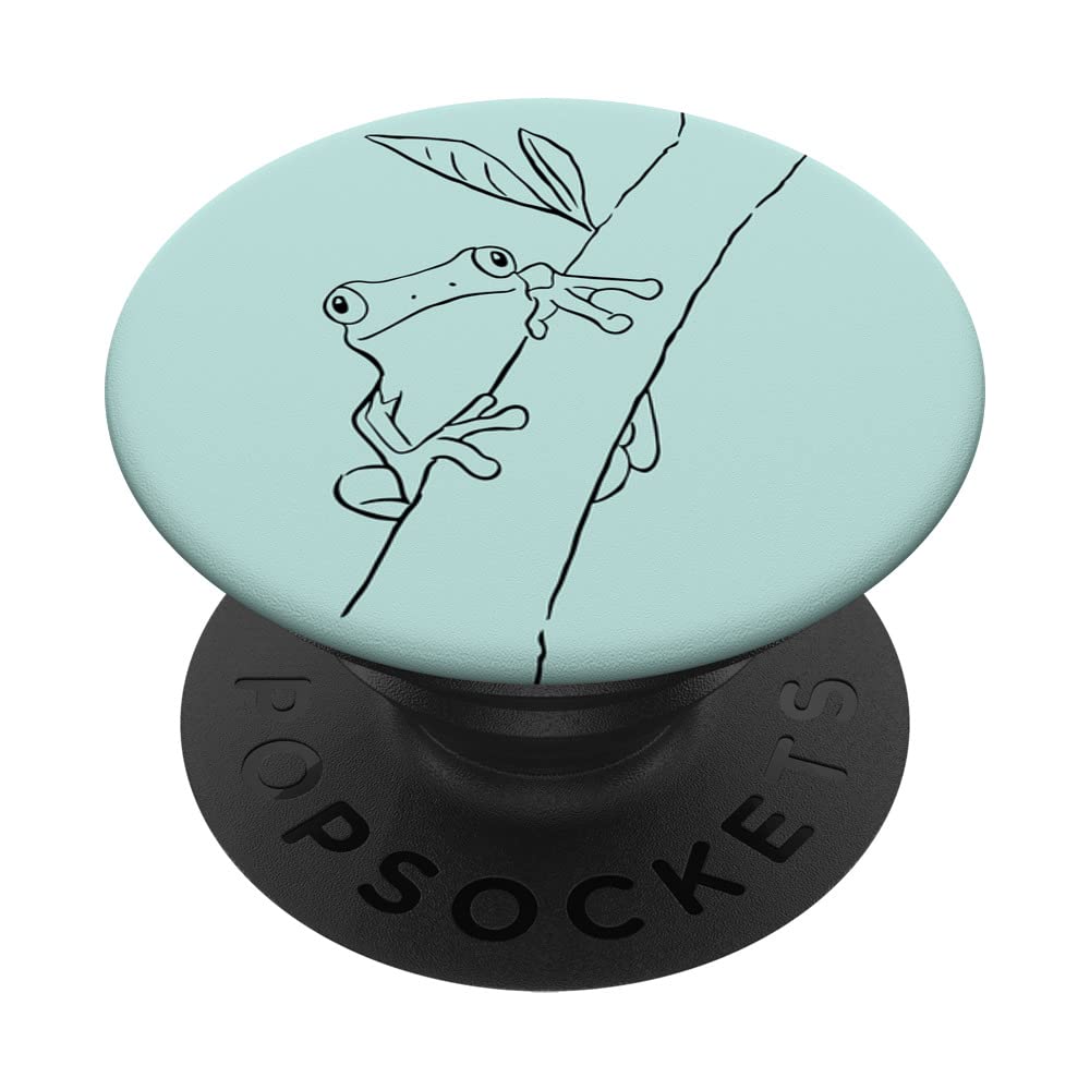 Abstract Turquoise Pastel Frog Cottagecore Line Art Frog PopSockets Swappable PopGrip