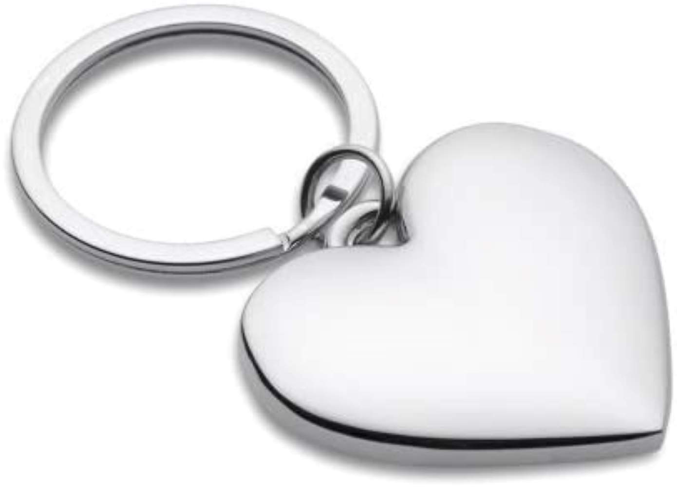 eBuyGB Love Heart Shaped Chrome Plated Metal Key Ring Gift Boxed, Silver