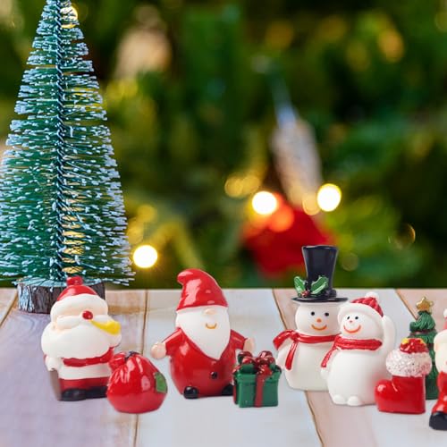 FUTUREPLUSX 24PCS Christmas Fairy Garden Figurines, Christmas Miniature Figurines 3D Resin Miniatures for Crafts Christmas Party Supplies Advent Calendar Fillers