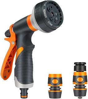 Nasharia Gartenbrause, 8 Einstellbare Bewässerung Muster mit Garten Handbrause Hochdruck Handsprüher für Garten Bewässerung, Autowaschen, Haustier Baden, Bürgersteig Reinigung