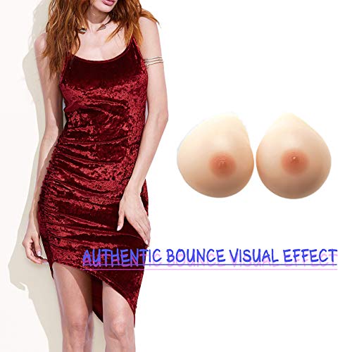 Silicone Breast Forms - Bra Enhancer, Concave Full Prosthesis Breathable Gel Medium Skin Separated Chest, C Cup 800 Gram Light Nude