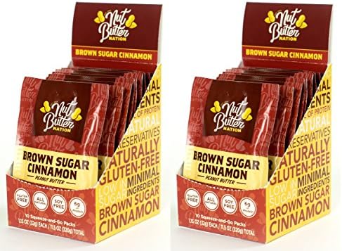 Nut Butter Nation Brown Sugar Cinnamon Peanut Butter Single Serve Packets (Box of 10) - 2 Pack