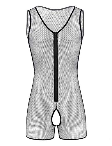 CHICTRY-Body-da-Uomo-Sexy-a-Rete-Lingerie-Hot-Aperto-Catsuit-Trasparente-Biancheria-Intima-Collant-Tuta-Corta-con-Cerniera-Maglietta-Senza-Maniche-Pigiama-Erotico-Mesh-Fishnet
