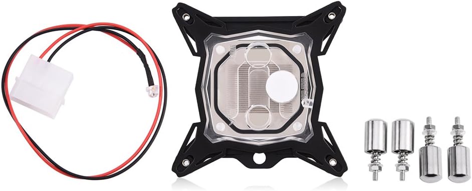 Richer-R CPU Water Cooling Block, Intel Compatible Red Copper Base, 4-Pin LED Light, Acrylic Material, default - Image 3