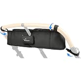 StrollAir - Universal Best Double Parent Stroller Organizer Caddy Insulated Cup Holder Console side-by-side Mountain Buggy TWIN WAY Bob Duallie Baby Jogger City Mini GT &ndash; Black