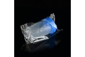 USAMILY 2oz/ 60ml Specimen Cups with Blue Leak Proof Screw On Lids, Equipped with Information Tags, Individually Packaged 10p