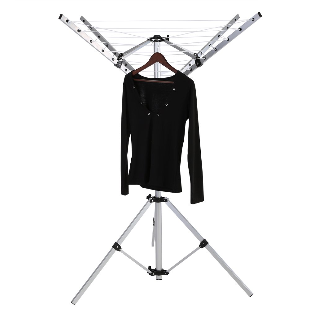 lyrlody Rotary Washing Line, 4 Arms and 3 Legs Folding Clothes Airer