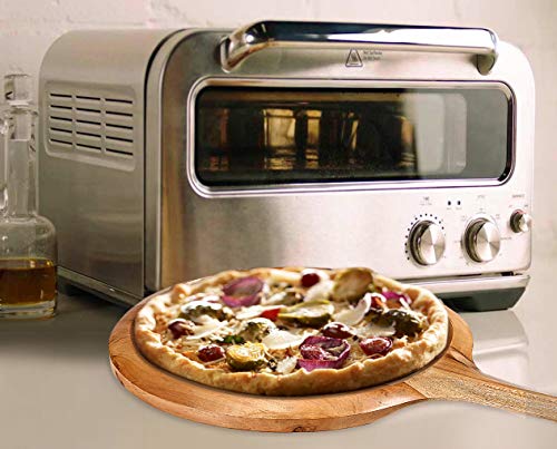 Wooden Pizza Peels, Heritage wood Pizza Peel, Wood Pizza Peel Round, Pizza Paddle Cutting Board with Handle for Homade Baking Pizza, Bread, Cutting Fruit, Vegetables, Cheese -Natural - 16"x11.5"