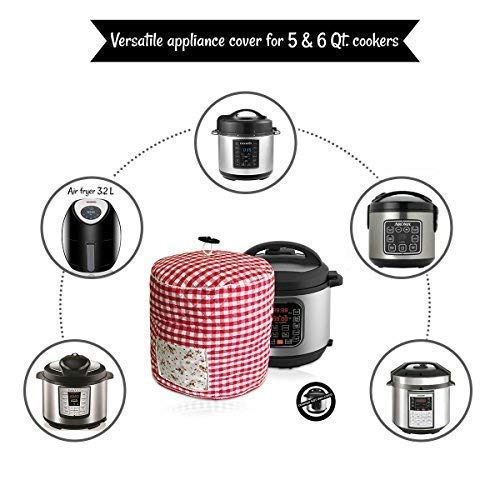 Pressure Cooker Cover - Custom Made Accessories - Fits 6 QT Instant Pot Models (Red and White Gingham) - Thumbnail 3