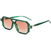 Dollger Trendy Aviator Sunglasses for Women Men Square 70s Retro Sunglasses Vintage 90s Aviator Frame BLACK Shades