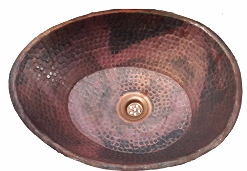 Egypt gift shops Heat Treated Matte Bronze Patina Egg Oval Vessel Hand Hammered Natural Copper Bathroom Sink Renovation Project