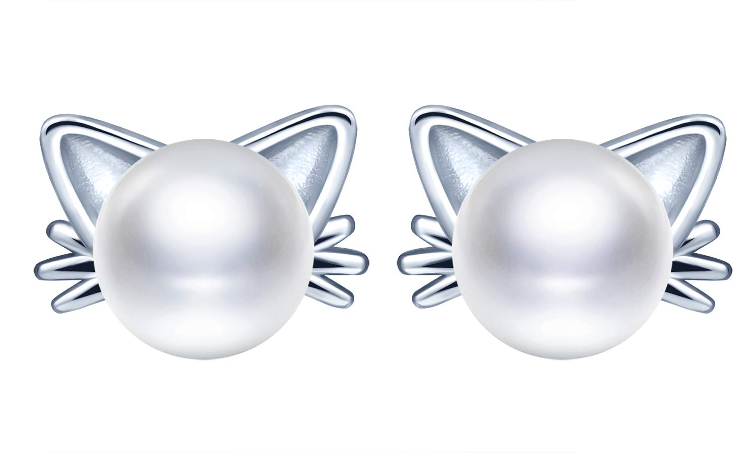 Whisker Kitten Cat Stud Earrings 925 Sterling Silver/Cubic Zirconia Studs/Pearl Studs Cat Ear Stud Earrings Jewelry