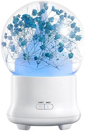 Bixshell Essential Diffuser, 100ml Aroma Essential Cool Mist Humidifier with Adjustable Mist Mode, Waterless Auto Shut-off and Eternal Flower LED Lights Changing for Home Office Baby (Navy Blue)