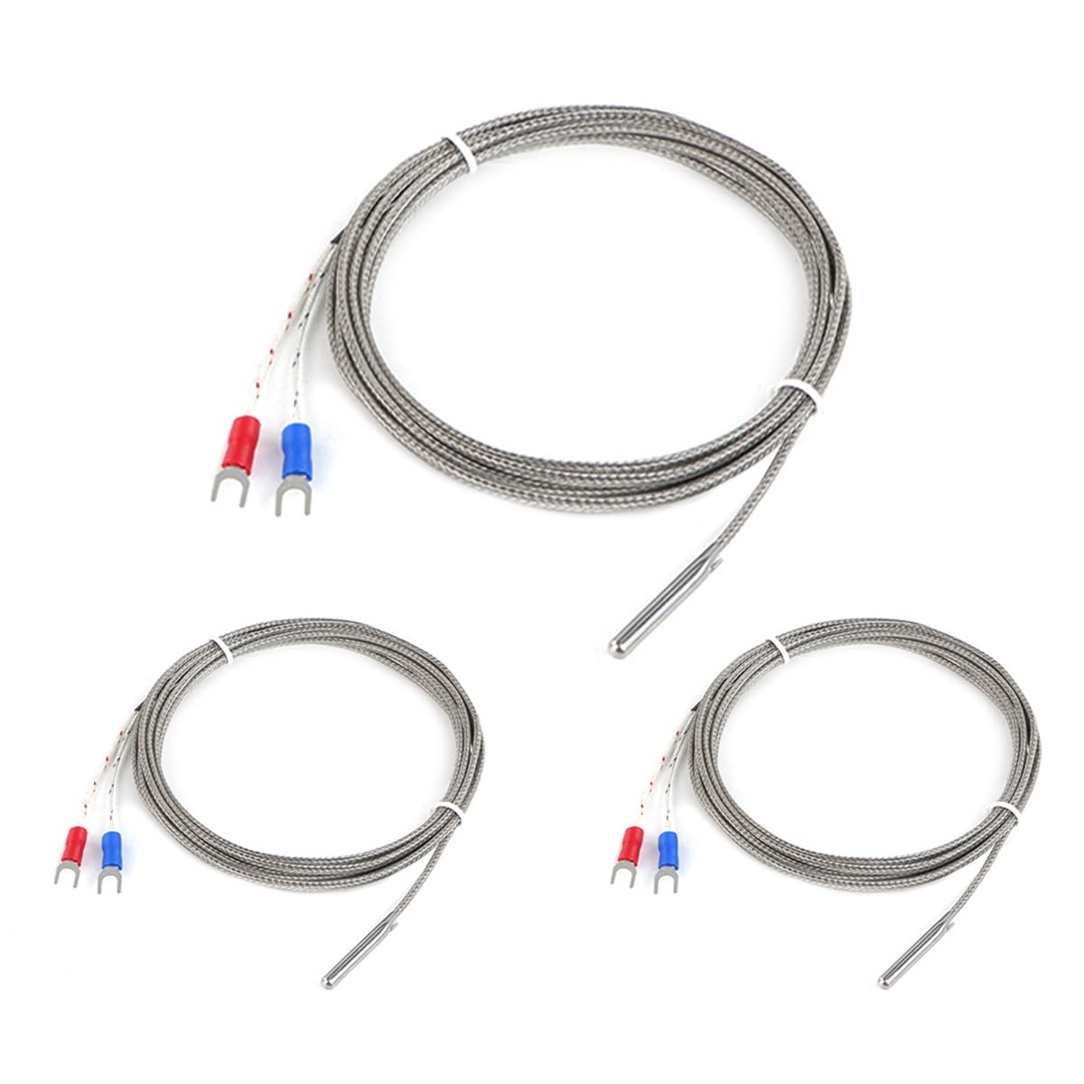 DollaTek 3Pcs K Type Temperature Sensor 1M Cable 3x10x1000mm 0-600 Degree Thermocouple For 3D Printer