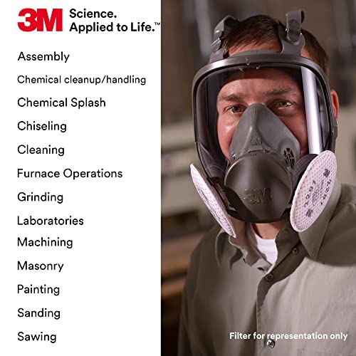 3M Full Facepiece Reusable Respirator 6800, NIOSH, Large Lens, ANSI