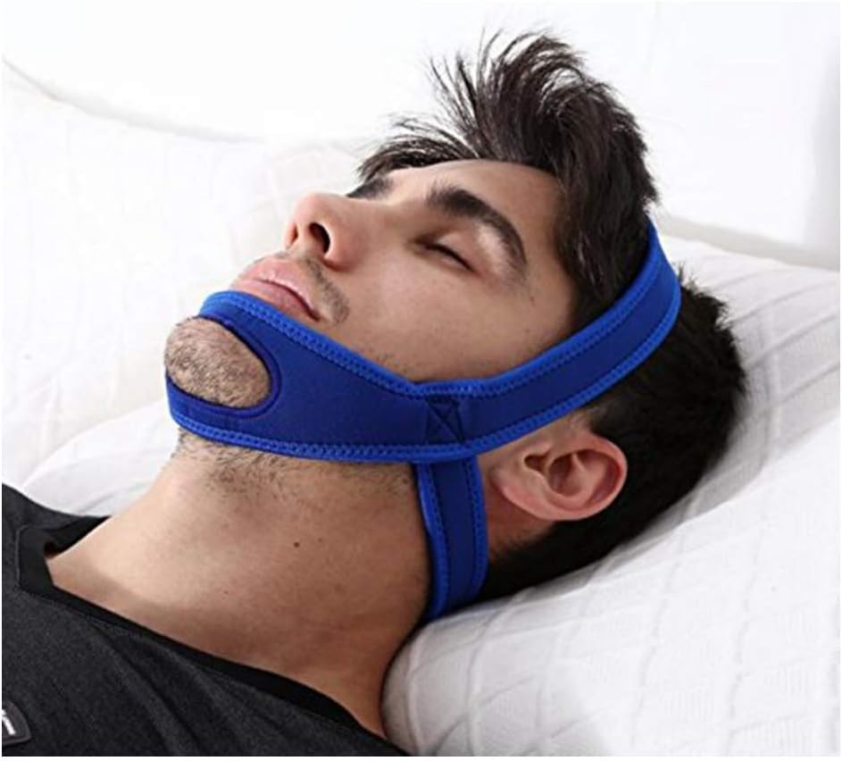 GUOYI Adjustable Anti-Snore Chin Strap Natural Snore Stopper Instant Snore Relief Simple and Effective Snore Remedy Jaw Belt(Blue)