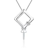 LGSY Sterling Silver CZ Square Bail Pin Pendant Fitting for Pearl Jewelry, Design Pendant Mount for Women DIY Jewelry Making