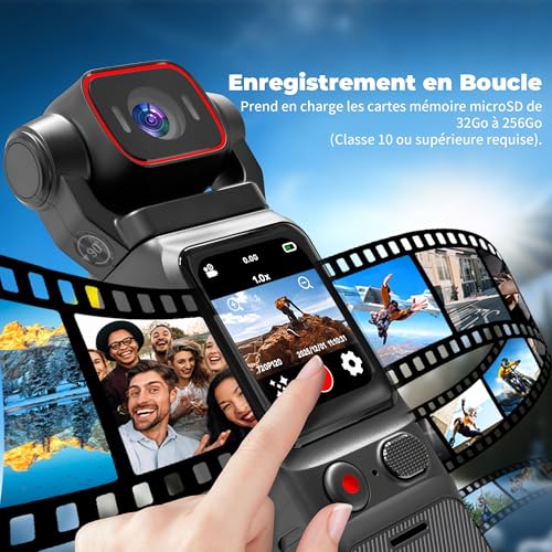 NinjaCam 4K Camera Vlog, Portable POV Camera, Body Cam, Body Cam for Sport, WiFi Mini Sport Camera with Stabilization, Body Cameras for Travel, TF Card 64GB