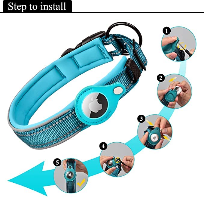 Reflective Airtag Dog Collar, Safe Paws Airtag Dog Collar Holder