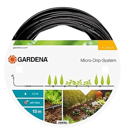 GARDENA Micro-Drip-System Tropfrohr oberirdisch 4.6 mm (3/16'): Tropfschlauch zum oberirdischen Verlegen, wassersparend, hoch