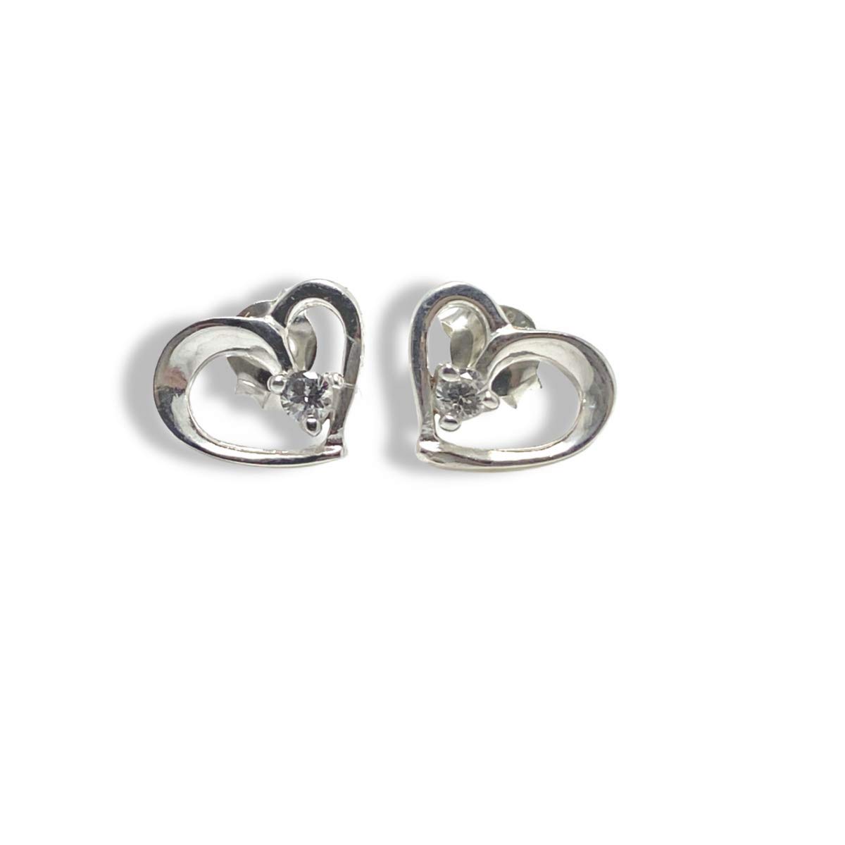 Dubai Gems Earrings Gift for her White Gold Finish created diamond Heart design stud earrings | Jewellery Gift for women girls mum | Elegant Gift box packaging