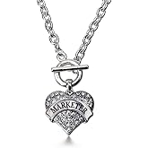 Inspired Silver - Silver Pave Heart Charm 18 Inch Necklace with Cubic Zirconia Jewelry