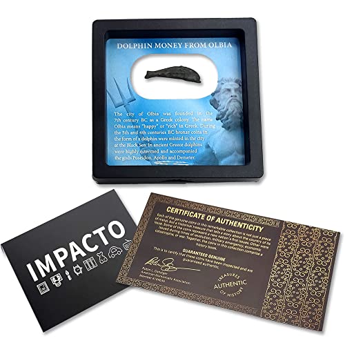 Original Dolphin Greek Pre-coin in a Coin Display Frame - Rare pre-coin issued between 5th-4th century BC