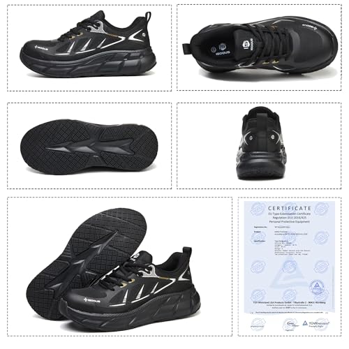 Safety Shoes Men Work Sneakers Women Comfortable Lightweight Safety Shoes with Breathable Steel Toe Caps