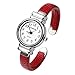 Top Plaza Kids Girls Casual Chic Simple Arabic Numeral Bangle Cuff Bracelet Analog Quartz Watch for Small Wrist,5.5 Inches,Red