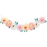 Meri Meri Flower Garden Giant Party Garland (Pack of 1), 8.5' Flower Garland (12.5" Including Excess Cord), Tissue Paper Flowers