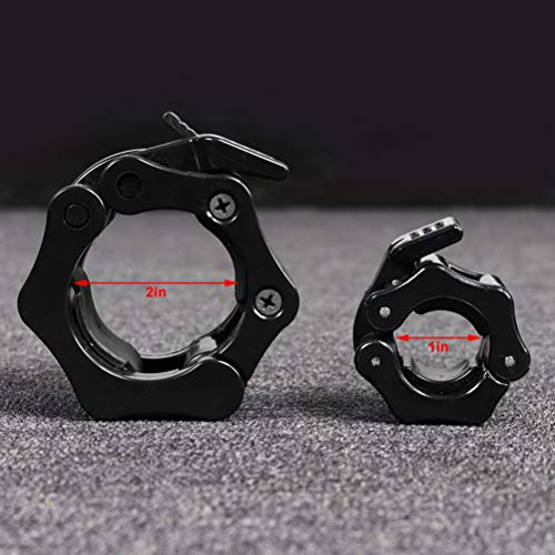 HEPAI 2pcs Olympic Barbell Clamps Set 1 Inch Quick Release Non-Slip Barbell Spring Clip Collars Lockdown Weight Clamps for Workout Weightlifting Fitness Training