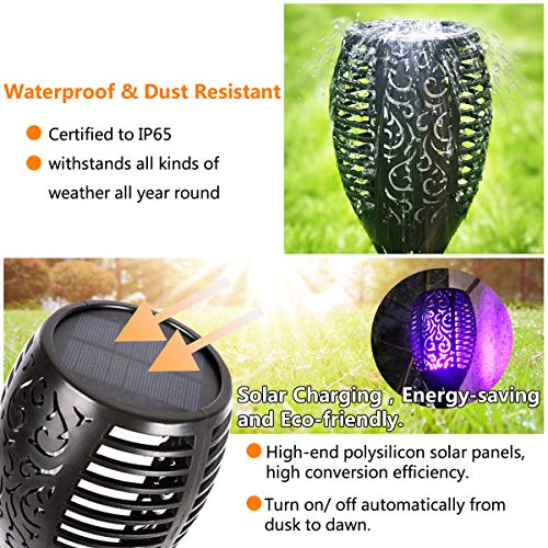 LIOTOIN Solar Torch Light Outdoor, 7 Changing Colors Garden Flickering Flame Lights Landscape Decoration Lighting Dusk to Dawn Lawn Light for Patio Deck Yard Driveway Pathway (2 Pack)