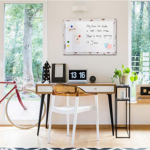 Magnetic Dry Erase Board - 4 THOUGHT 48x36 Inches Whiteboard, Wall-Mounted Magnetic Dry Erase Memo Bulletin Board with Vintage White Wooden Ruler Frame for Home Office Kitchen, 4 Magnets Included
